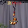 Colgante de Cadena para Teléfono Móvil Talla de Caballo de Palosanto Yiming Xianyuan Arena Verde Arcoíris Llavero de Caballo Tallado en Madera Creativo