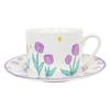 Lento como Antiguo - Juego de Taza y Platillo de Cerámica Tulipán Morado Estilo Ins Coreano Retro Popular Taza para Desayuno Plato