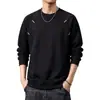 Sudadera de manga larga estilo americano de alta gama para hombre, corte holgado con diseño de paneles de color contrastante, nueva camiseta casual de cuello redondo para otoño