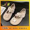 Vestido Versátil Estilo Japonês Lindo Laço Sapatos de Camada Única Macios Delicados Sapatos de Camada Única Flat Mulher 2025 Novo Primavera