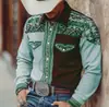 Nova camisa masculina best-seller transfronteiriça estilo cowboy western de outono com estampa 3D, top versátil, camisa diária para atividades ao ar livre