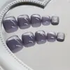 Uñas de Pie Color Morado Claro Estilo Ojo de Gato Portátiles, Parches Removibles para Uñas de Pie, Piezas de Manicura para Uñas de Pie, 24 Piezas en Caja para Venta al por Mayor