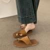 Pantuflas planas casuales de moda para mujer Verano para exterior 2025 Nuevo Vacaciones junto al mar Zapatos de playa Sandalias romanas