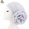 Sombrero Turbante de Flor Grande de Seda Brillante Nuevo Sombrero Indio Suministro Más Vendido de Amazon Tjm-322 Estilo Étnico Holgado