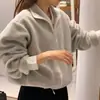 Moda de alta gama para mujer de Dongdaemun, Corea 2026, nuevo estilo coreano, chaqueta de forro polar de color liso con cuello alto y cremallera