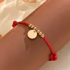Pulseira de Corda de Couro Trançada Colorida Mais Vendida Transfronteiriça Design de Disco Brilhante em Aço Inoxidável Pulseira de Casal Atacado Yiwu