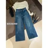 Su Xinlan / YOUMO Jeans Cropped de Pierna Micro Acampanada Elásticos en Cuatro Direcciones Estilo Lujo Ligero Bolsillo Trasero con Solapa y Grabado para Mujer 95223