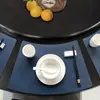 Jogo Americano Personalizado OEM com Padrão de Couro Bovino, Mat Isolante para Hotel, Restaurante, Formato de Leque, Jogo Americano Ocidental, Estilo Europeu, Tapete para Mesa de Conferência, Porta-Copo, ODM
