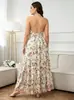 CJ23-0 Cruz Europea 2026 Vestido de Pastel en Capas Floral Dulce Talla Extra Largo Cuello V Halter Espalda Descubierta