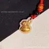 Oro Puro 999 Oro Incrustado con Jade Blanco Imitación Bolsa de Suerte Pixiu Colgante Cuerda Trenzada de Dibujos Animados Creativa Adorno Colgante Regalo Personalizado Venta al por Mayor