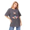 Camiseta Oversize Estilo Americano Vintage Lavada Preto Antigo Nicho Chique Verão 100% Algodão Comprimento Médio Manga Curta