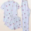 Conjunto de Pijama Casual de Tres Piezas para Mujer Transfronterizo, Dibujos Animados Lindos de Manga Corta, Pantalones Largos y Shorts, Conjunto de Doble Uso para el Hogar y el Exterior