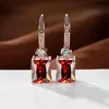 Brincos Pendentes Quadrados de Diamante Levemente Luxuosos Mais Vendidos Transfronteiriços, Brincos com Gancho de Orelha com Zircônia Microincrustada Atacado