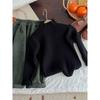 [en stock Suéter Ajustado para Niños y Niñas Color Sólido Elástico de Media Cuello Alto Tejido para Niños en Otoño