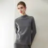Suave y elegante~ Suéter de mujer sin costuras 100% cachemir con cuello semi-alto y bordes enrollados, cálido, suave, versátil y perfecto para usar en capas