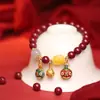 Pulsera de Cinnabario Bestia Devoradora de Oro del Fabricante con Abejas de Jade Hetian Año del Dragón Popular Pulsera de Estilo Chino Mineral Crudo
