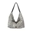 Bolso de mano informal a rayas con estampado de leopardo para mujer 2026 Nuevo de gran capacidad, versátil, para el hombro, para ir al trabajo y el ocio, bolso de axila
