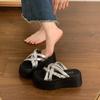 Sandalias de Diapositiva de Moda con Suela Gruesa para Aumentar la Altura 2025 Nuevo Verano Pedrería de Alta Gama para Exterior Elegantes Versátiles Antideslizantes Cómodas
