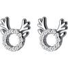 Aretes de Plata S925 para Mujer Pequeños Frescos Diamante Redondo Navidad Astas Dulce Animal Pequeña Joyería para la Oreja G0384