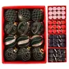 Directamente del fabricante: Bolas de Navidad flocadas con detalles dorados, 8 cm, set de caja de regalo de 12 piezas, lujosas decoraciones de terciopelo
