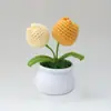 Planta artificial de tulipán pequeño tejida a crochet con hilo, hecha a mano, transfronteriza, para escritorio, coche u oficina, disponible en pequeñas cantidades