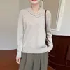 Suéter de malha de lã pura para mulheres, suéter elegante com lapela, novo estilo outono e inverno, suéter com lapela cruzada, quente e versátil