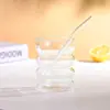 Taza de Agua para Mujeres, Vidrio de Borosilicato Alto, Diseño Transparente de Oruga con Tapa y Popote, Anillo de Leche con Lazo, Taza Portátil para Beber