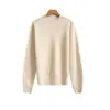 Suéter de cachemira para mujer, color liso, cuello semi alto, tejido de punto holgado, otoño/invierno 26, suéter de lana como capa base