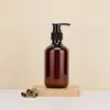 Botella de Plástico PET Marrón con Bomba Dosificadora de Loción, Gran Capacidad, Dispensador de Champú y Gel de Ducha, Botella Vacía para Cosméticos de Cuidado del Cabello