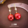 Pendientes Angora Rojos Geométricos con Goteo de Aceite Otoño e Invierno, Pendientes Retro de Nicho de Alta Gama Estilo Hong Kong, Pendientes de Lujo Ligero con Temperamento para Mujer