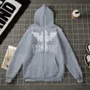 Moletom da Moda com Design Simples e Estampa de Asas Cruzadas com Zíper Frontal Completo Moletom Casual Solto