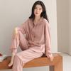 Pijama de Algodón Puro de Manga Larga para Mujer Primavera y Otoño 2025 Nuevo Cárdigan Dulce y Cómodo Se Puede Usar Fuera Conjunto de Ropa para el Hogar