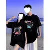 Camisetas de Algodón Puro Peinado, Estilo Trendy Especial para Parejas, Tops Holgados de Manga Corta, Nuevo Estilo de Verano