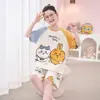 Pijama Infantil, Ropa de Verano Fina de Algodón para Niñas con Aire Acondicionado, Modelo 2026 Conjunto de Dos Piezas Casual de Manga Corta para Casa