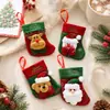 Suprimentos de decoração de Natal, Papai Noel de desenho animado, boneco de neve, renas, enfeites de árvore de Natal, sacolas de doces, enfeites de sacola de presente