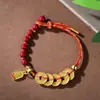 Novo Ano do Zodíaco Dinheiro dos Cinco Imperadores para Atrair Riqueza e Fortuna, Dinheiro dos Cinco Imperadores Tecido à Mão Vermelho Cínábrio Estilo Étnico Retrô para Homens e Mulheres
