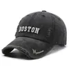 Comércio Exterior Bordado de Letras 3D Boné com Aba Reta Moda Europeia e Americana Versátil Chapéu de Sol BOSTON Lavado Retrô Boné de Beisebol