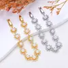 Pulsera de Flor Geométrica de Flor de Girasol y Perla de Cobre Puro Transfronteriza Europea y Americana, Personalizada y Sencilla, Pulsera de Moda para Mujeres, Lujo Ligero