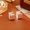 Brincos Geométricos Quadrados de Design de Nicho Moda Simples Brincos de Alto Padrão Banhados a Cobre Ouro Real Joias Estilo Minimalista Celebridade da Internet
