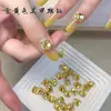 Decoraciones Octagonales Doradas Apiladas con Pedrería para Uñas, Bolas de Pedrería Apiladas Pequeñas Super Brillantes tipo Cubo de Azúcar para Accesorios de Decoración de Uñas de Otoño e Invierno