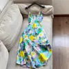 2026 Nuevo Vestido Elegante de Seda con Correa Estampada Vestido Largo Venta al por Mayor H03BQ8662