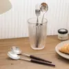 Fábrica de Origen Juego de Cubiertos de Acero Inoxidable, Cuchillo Estrecho de Cintura, Tenedor y Cuchara, Mango Nuevo de Madera de Nogal, Cuchillo de Bistec Estilo Occidental, Cuchara de Postre