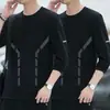 [Destacado] Camiseta de manga larga para hombre, adecuada para primavera y otoño, estilo casual, cuello redondo, corte holgado, transpirable, versátil y ligera, camiseta interior