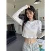 2024 Nicho Nuevo Otoño e Invierno Caliente Chicas Sexy Camiseta de Manga Larga Ombligo Ajustado Ajustado Adelgazante Deseo Puro Top ins