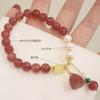 Pulsera de Cristal de Fresa para Mujer Diseño de Nicho ins Pulsera de Loto Simple Elegante Pulsera de Flor de Durazno Perla Barroca