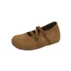 Zapatos Planos de Ballet Franceses 2026 Zapatos Suaves para Mujer para Combinar con Faldas Zapatos de un Solo Color Niñas Mary Janes con Tira Cruzada Zapatos de un Solo Color