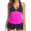 Amazon Biquíni Color Block Sexy Comércio Exterior Europeu e Americano Transfronteiriço Biquíni Dividido Feminino Cor Sólida Maiô de Praia