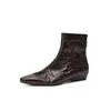 Botines Chelsea de Piel de Oveja Arrugada Estilo Old Money Suela Silenciosa Caída/Invierno 2026 Tacón Bajo Punta Cuadrada Pequeña Piel Genuina para Viajar al Trabajo para Mujer