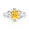 Venta caliente de transmisión en vivo: Anillo de Vid de Diamante de Alto Carbono Súper Brillante para Mujer con Corte Flor de Hielo Forma de Huevo de Paloma, Anillo con Forma de Huevo Chapado en Oro Real