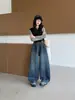 Pantalones vaqueros de pierna ancha para niñas, nuevos pantalones de primavera y otoño de cintura alta, holgados, rectos, hasta el suelo, pantalones casuales de moda para niños mayores